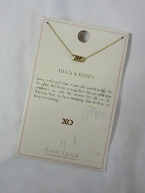 Tiny Tags XO Gold Necklace Hugs & Kisses Love Mom Mother NWT